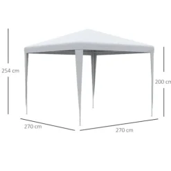 Paviljong 2,7×2,7 m vattenavvisande & vintertålig, vit