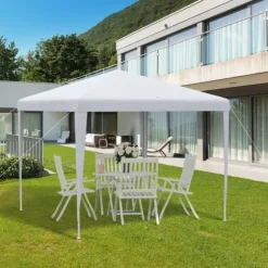 Paviljong 2,7×2,7 m vattenavvisande & vintertålig, vit