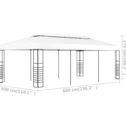 Paviljong för utomhusbruk 6x3 m - Solskydd och regnskydd | Färg: Vit | Storlek: 6x3 m