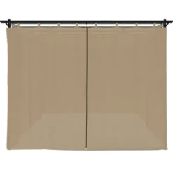 Paviljong med draperi - Robust uteplatslösning | Färg: Taupe | Storlek: 6x3 m