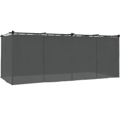 Paviljong med draperi antracit 6x3 m stål