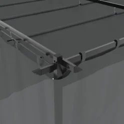 Paviljong med draperi i antracit - Utemöbler för avkoppling | Storlek: 6x3 m | Material: Stål