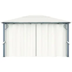 Paviljong med draperier 400 x 300 cm gräddvit aluminium - Paviljong - Paviljonger - Home & Living