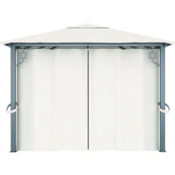 Paviljong med draperier 400 x 300 cm gräddvit aluminium - Paviljong - Paviljonger - Home & Living
