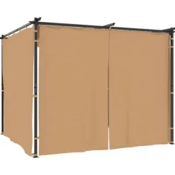 Paviljong med draperier 3x3 m - Stabilt partytält i pulverlackerat stål | Färg: Taupe | Storlek: 3x3 m