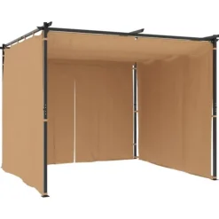 Paviljong med draperier 3x3 m - Stabilt partytält i pulverlackerat stål | Färg: Taupe | Storlek: 3x3 m