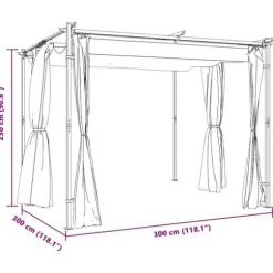 Paviljong med draperier 3x3 m - Stabilt partytält i pulverlackerat stål | Färg: Taupe | Storlek: 3x3 m
