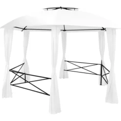 Paviljong med draperier 360x312x265 cm vit 180 g/m²