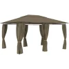 Paviljong med draperier 4x3 m taupe 180 g/m²