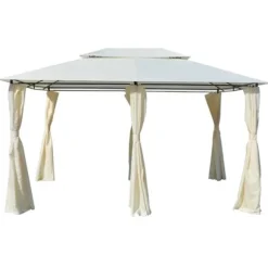 Paviljong med draperier 4x3 m vit - Paviljong - Paviljonger - Home & Living