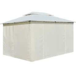 Paviljong med draperier 4x3 m vit - Paviljong - Paviljonger - Home & Living