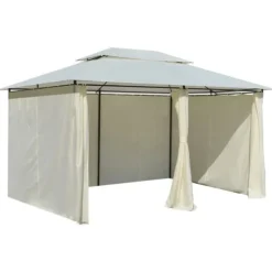 Paviljong med draperier 4x3 m vit - Paviljong - Paviljonger - Home & Living