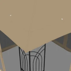 Paviljong med dubbelt tak och nätväggar - Utomhusavkoppling | Färg: Taupe | Storlek: 2,94x2,94 m