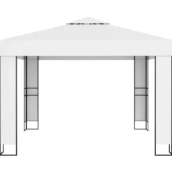 Paviljong med dubbeltak för utomhusaktiviteter | Färg: Vit | Storlek: 3x3 m