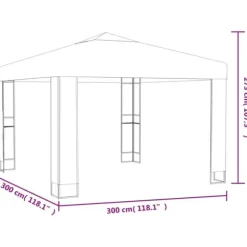 Paviljong med dubbeltak för utomhusaktiviteter | Färg: Vit | Storlek: 3x3 m