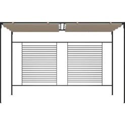 Paviljong med infällbart tak - Stabil utomhuslösning | Färg: Taupe | Storlek: 3x4x2,3 m
