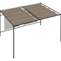 Paviljong med infällbart tak 3x4x2,3 m taupe 180 g/m²