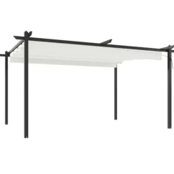 Paviljong med infällbart tak 4x3 m gräddvit - Paviljong - Paviljonger - Home & Living