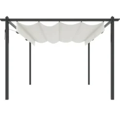 Paviljong med infällbart tak 4x3 m gräddvit - Paviljong - Paviljonger - Home & Living