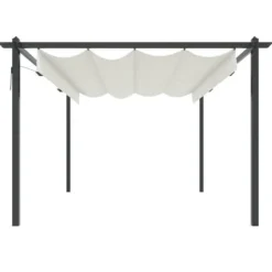 Paviljong med infällbart tak 4x3 m gräddvit