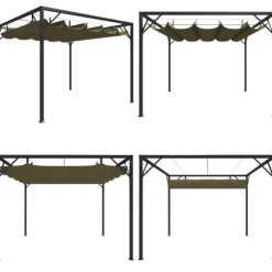 Paviljong med infällbart tak 3x3 m taupe 180 g/m² - Paviljong - Paviljonger - Home & Living