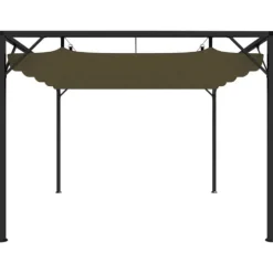 Paviljong med infällbart tak 3x3 m - Vattentålig och UV-skyddande | Färg: Taupe | Storlek: 3x3 m