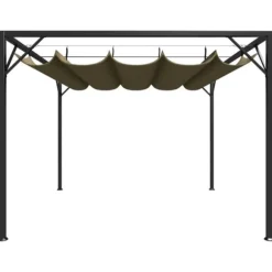 Paviljong med infällbart tak 3x3 m taupe 180 g/m²