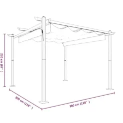 Paviljong med infällbart tak 3x3 m antracit - Paviljong - Paviljonger - Home & Living