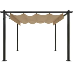 Paviljong med infällbart tak 3x3 m taupe