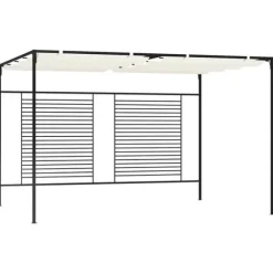 Paviljong med infällbart tak 3x4 m - Stabil utomhusstruktur | Färg: Gräddvit | Storlek: 3x4x2,3 m