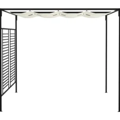 Paviljong med infällbart tak 3x4 m - Stabil utomhusstruktur | Färg: Gräddvit | Storlek: 3x4x2,3 m