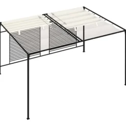 Paviljong med infällbart tak 3x4 m - Stabil utomhusstruktur | Färg: Gräddvit | Storlek: 3x4x2,3 m