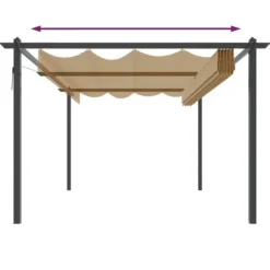 Paviljong med infällbart tak 4x3 m - Skydd och skugga för uteplatsen | Färg: Taupe | Storlek: 4x3 m