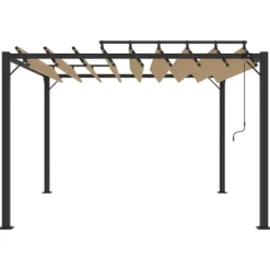 Paviljong med justerbart lamelltak - Uteplatspaviljong | Färg: Taupe | Storlek: 3x3 m