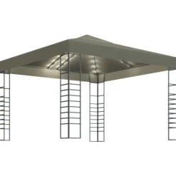 Paviljong med ljusslinga LED 3x3 m taupe