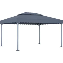 Paviljong med ljusslinga LED 400x300 cm antracit aluminium