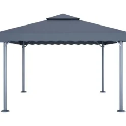 Paviljong med ljusslinga LED 400x300 cm antracit aluminium