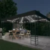 Paviljong med ljusslinga LED 3x4 m antracit