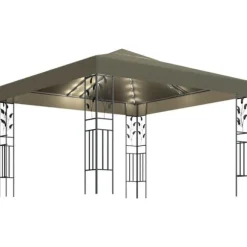 Paviljong med ljusslinga LED 3x3 m taupe