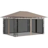 Paviljong med myggnät 4x3x2,73 m taupe 180 g/m²
