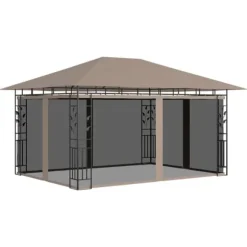 Paviljong med myggnät 4x3x2,73 m taupe 180 g/m²