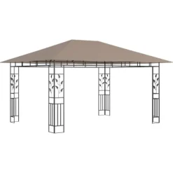 Paviljong med myggnät 4x3x2,73 m taupe 180 g/m²