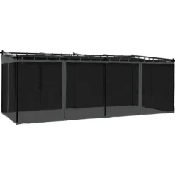 Paviljong med nätväggar antracit 6x3 m stål