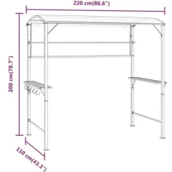 Paviljong med tak för utomhusevenemang - Robust och vattentålig | Färg: Antracit | Storlek: 220x110x200 cm