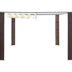 Paviljong med tak konstrotting 300x300x220 cm brun och gräddvit