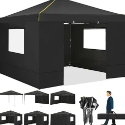 Paviljong, Vattentåligt Tyg, Lätt Att Sätta Upp,Svart