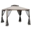 Paviljong 3x3 m med 4 sidoväggar, metall/polyester, grå – vädertålig