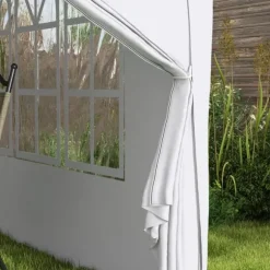 Paviljong 3x3 m med 4 sidoväggar & fönster, UV-skydd, stål/oxford, väska, vit