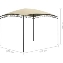 Paviljong 3x4x2,65 m - Stålkonstruktion med PA-beläggning | Färg: Gräddvit | Storlek: 3x4x2,65 m
