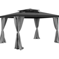 Paviljonggardiner, 284x284x204 cm, Grå, Vattentät Polyester